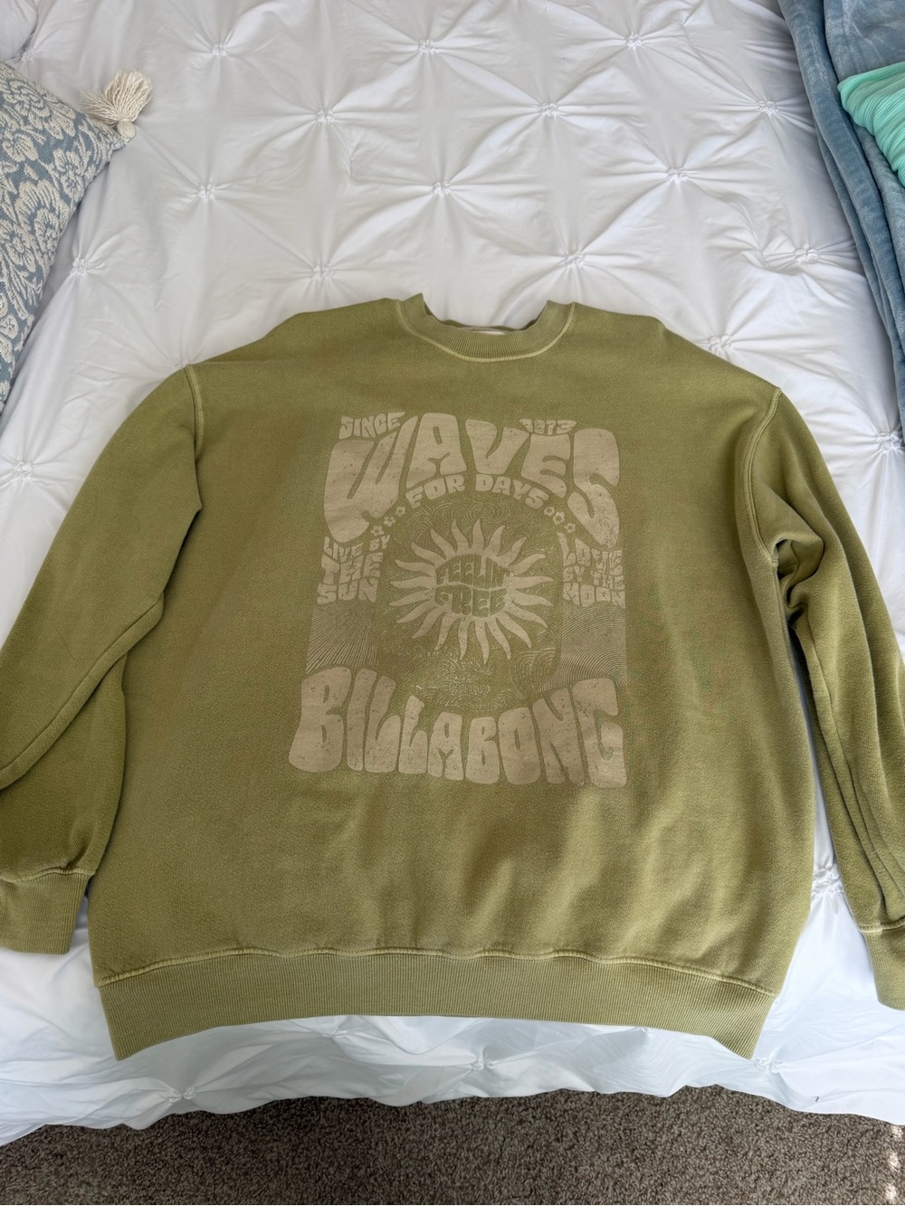 Billabong Olive Graphic Crewneck Sweatshirt